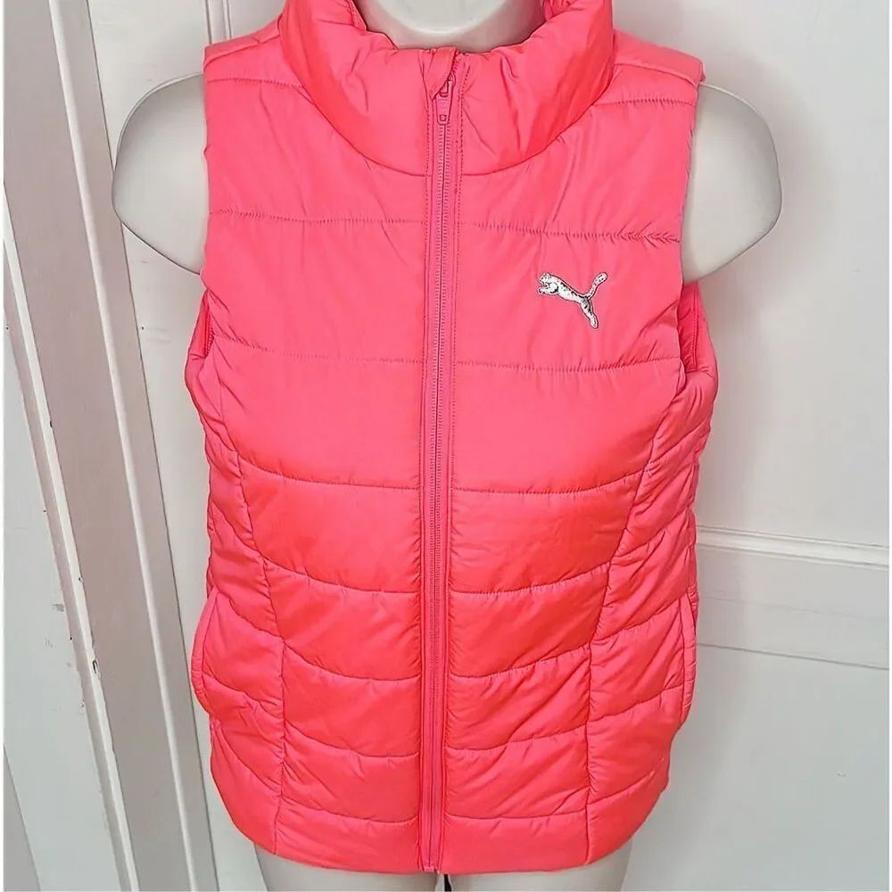 Puma Bright Pink Puffer Vest Girls Medium /XS Women’s